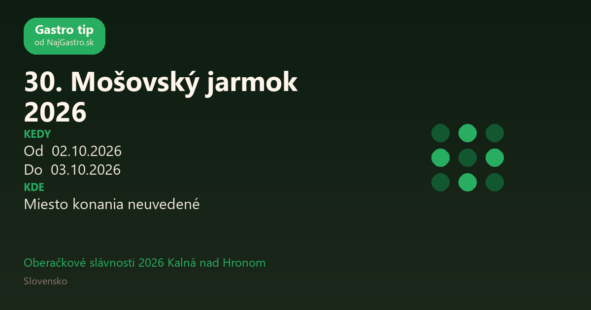 30. Mošovský jarmok 2026