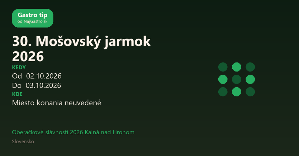 30. Mošovský jarmok 2026