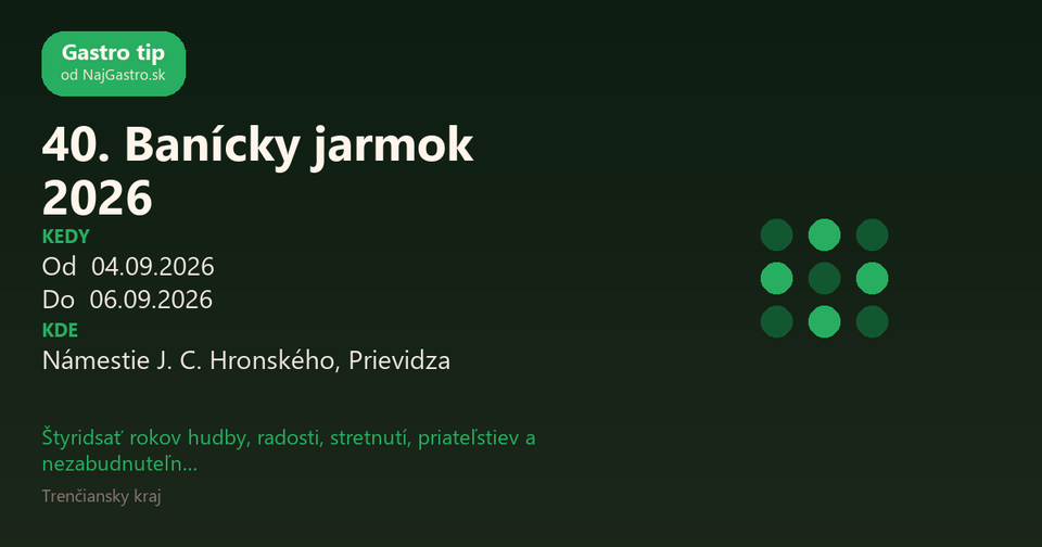 40. Banícky jarmok 2026