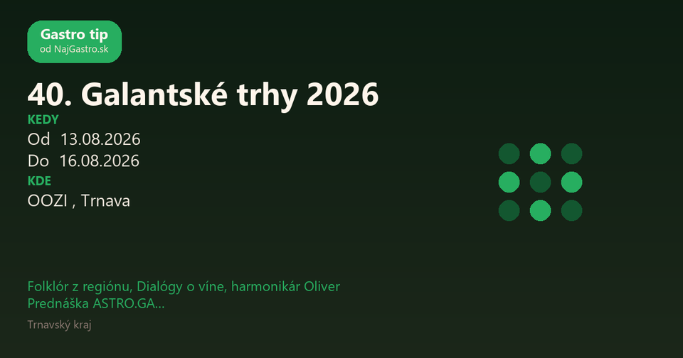 40. Galantské trhy 2026