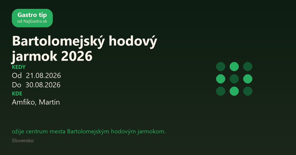 Bartolomejský hodový jarmok 2026