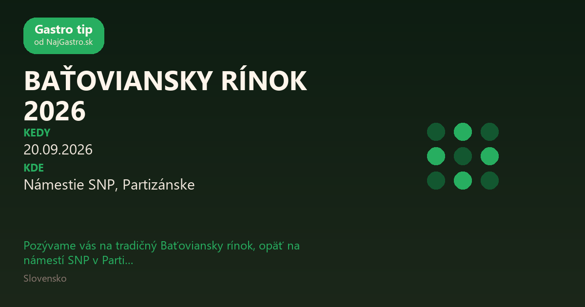 BAŤOVIANSKY RÍNOK 2026