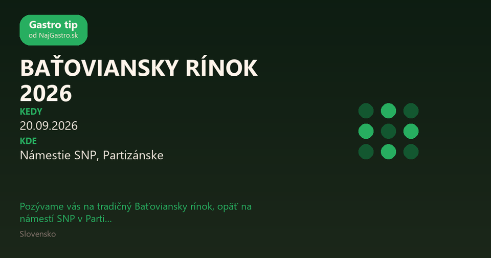 BAŤOVIANSKY RÍNOK 2026