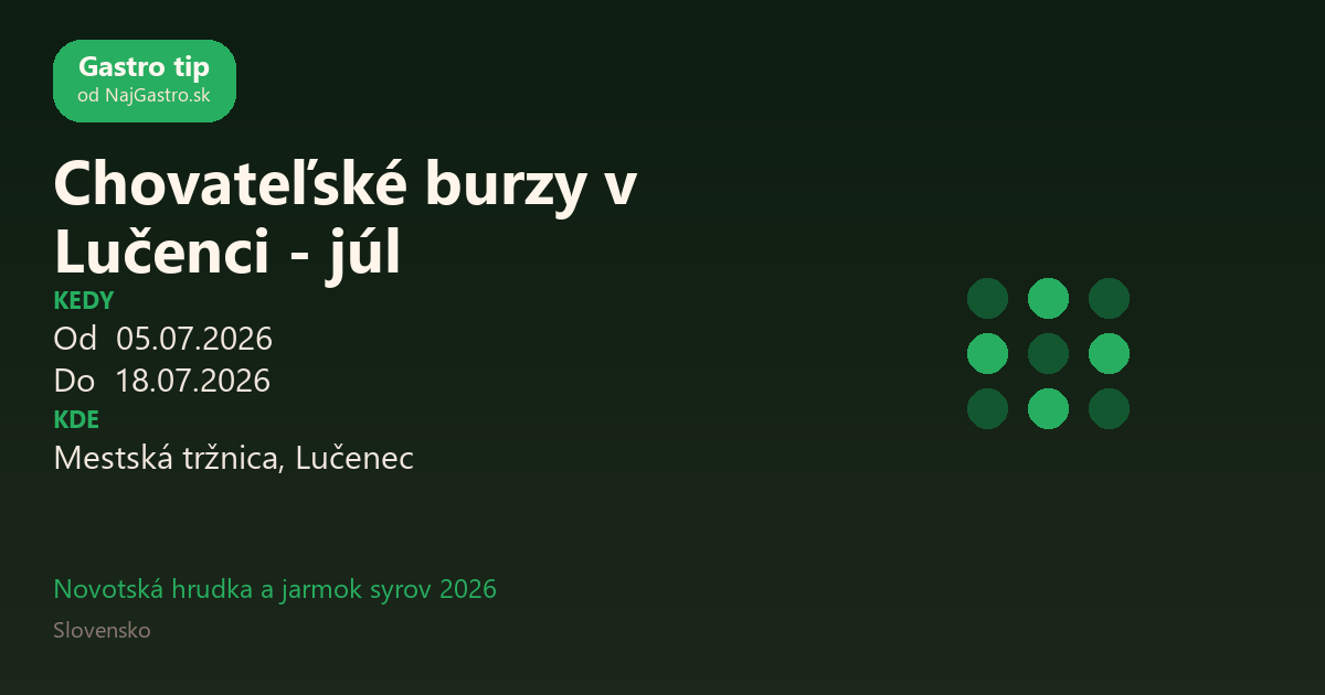 Chovateľské burzy v Lučenci - júl