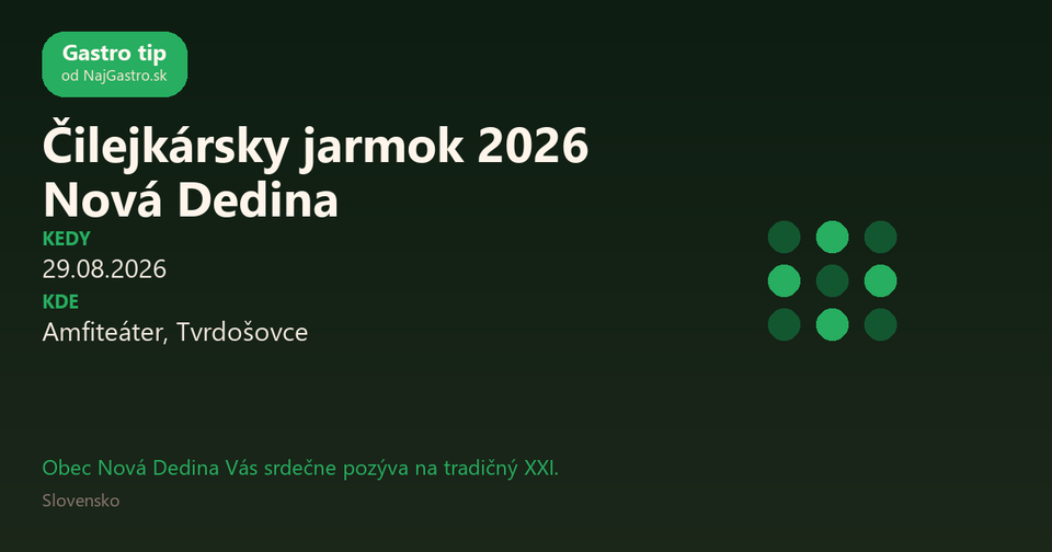 Čilejkársky jarmok 2026 Nová Dedina