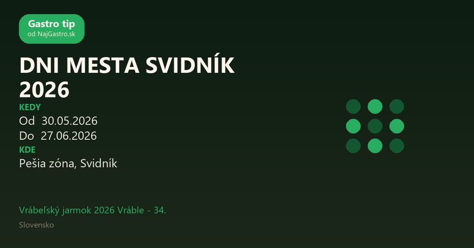 DNI MESTA SVIDNÍK 2026