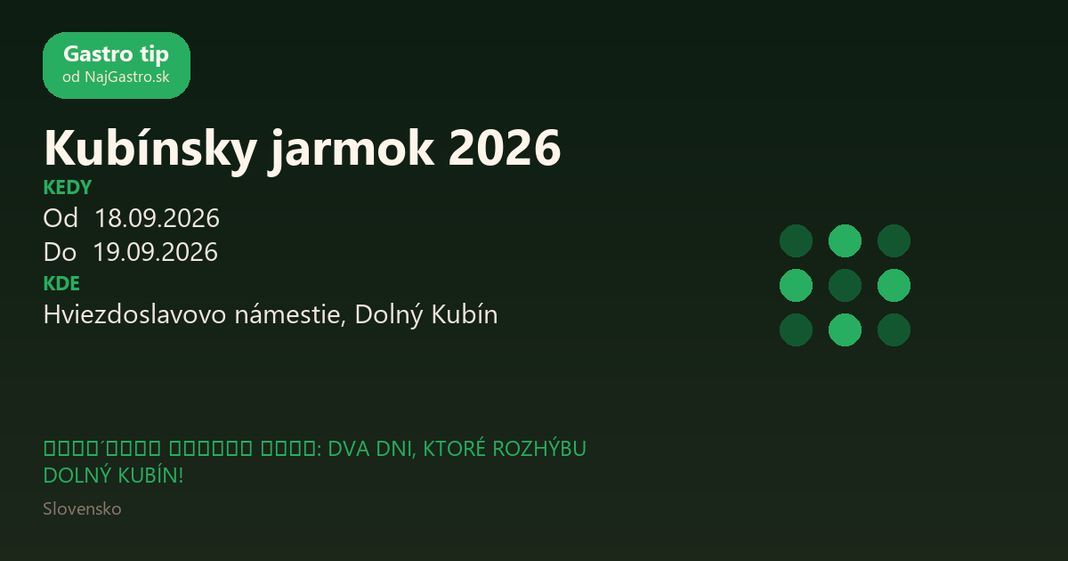 Kubínsky jarmok 2026