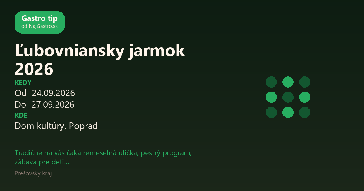 Ľubovniansky jarmok 2026