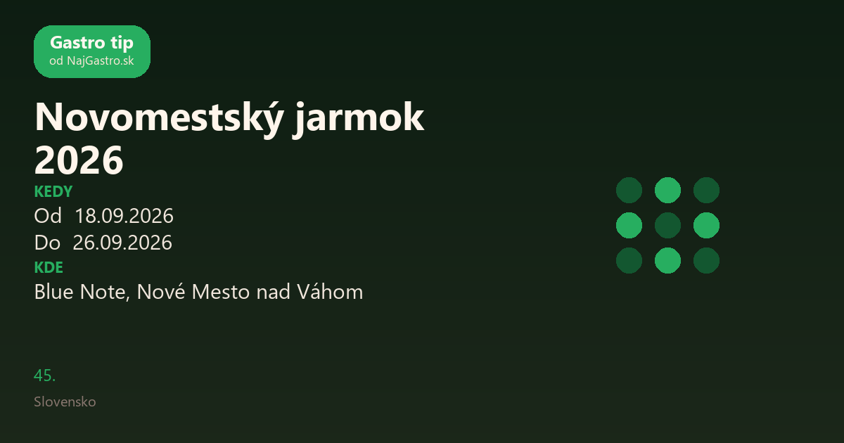 Novomestský jarmok 2026