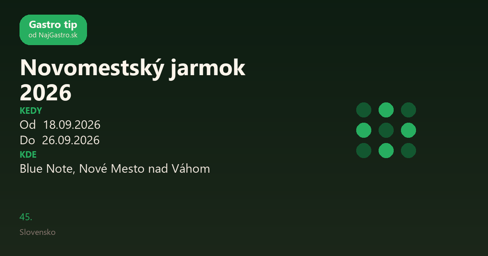 Novomestský jarmok 2026
