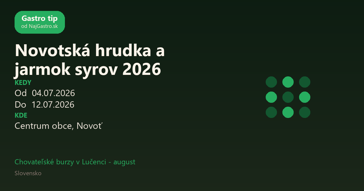 Novotská hrudka a jarmok syrov 2026