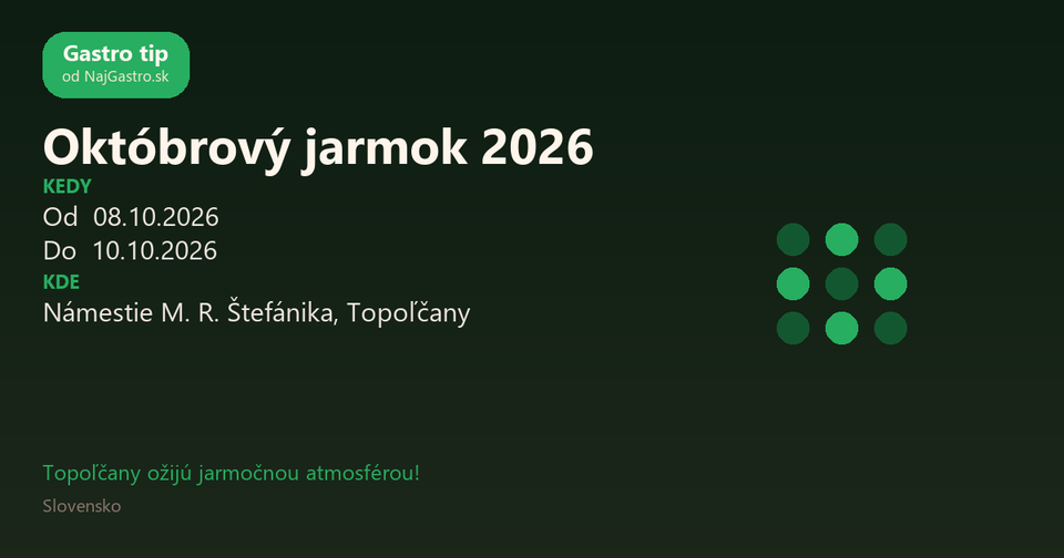 October Fair 2026 in Topoľčany
