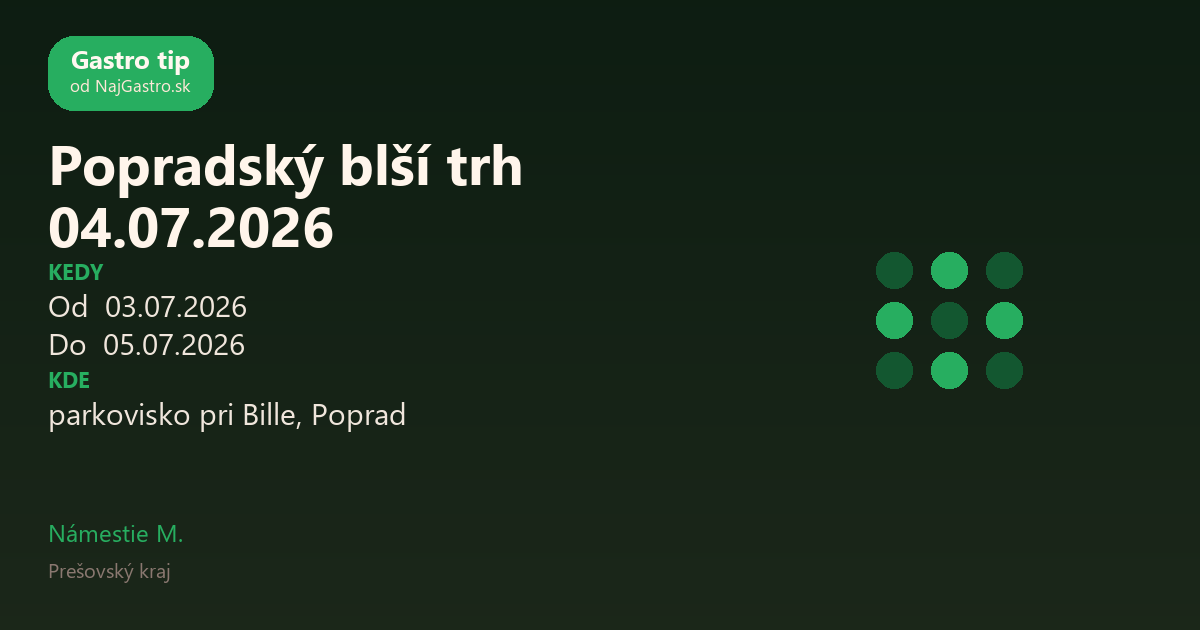 Popradský blší trh 04.07.2026