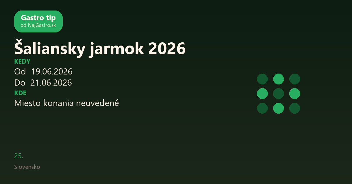 Šaliansky jarmok 2026