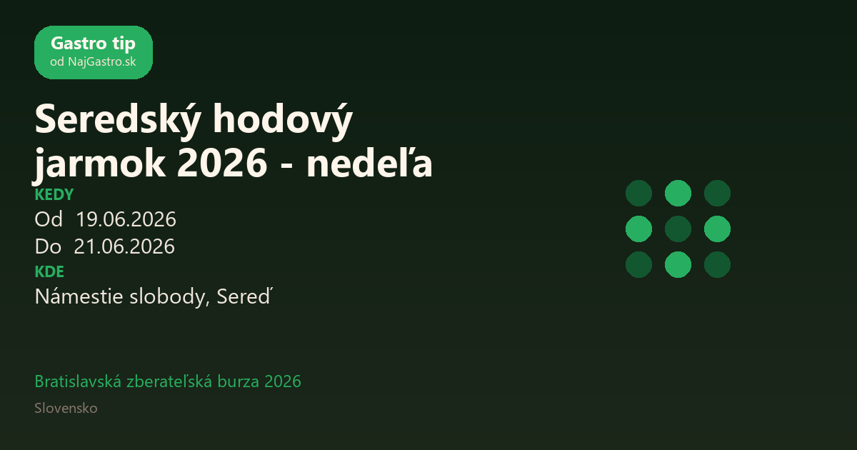 Seredský hodový jarmok 2026 - nedeľa