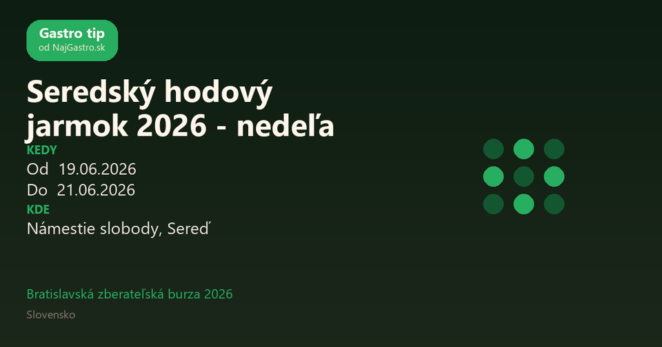 Seredský hodový jarmok 2026 - nedeľa