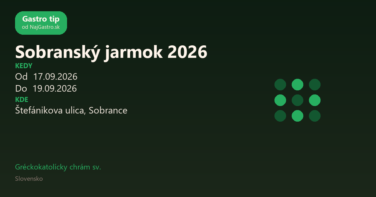 Sobranský jarmok 2026