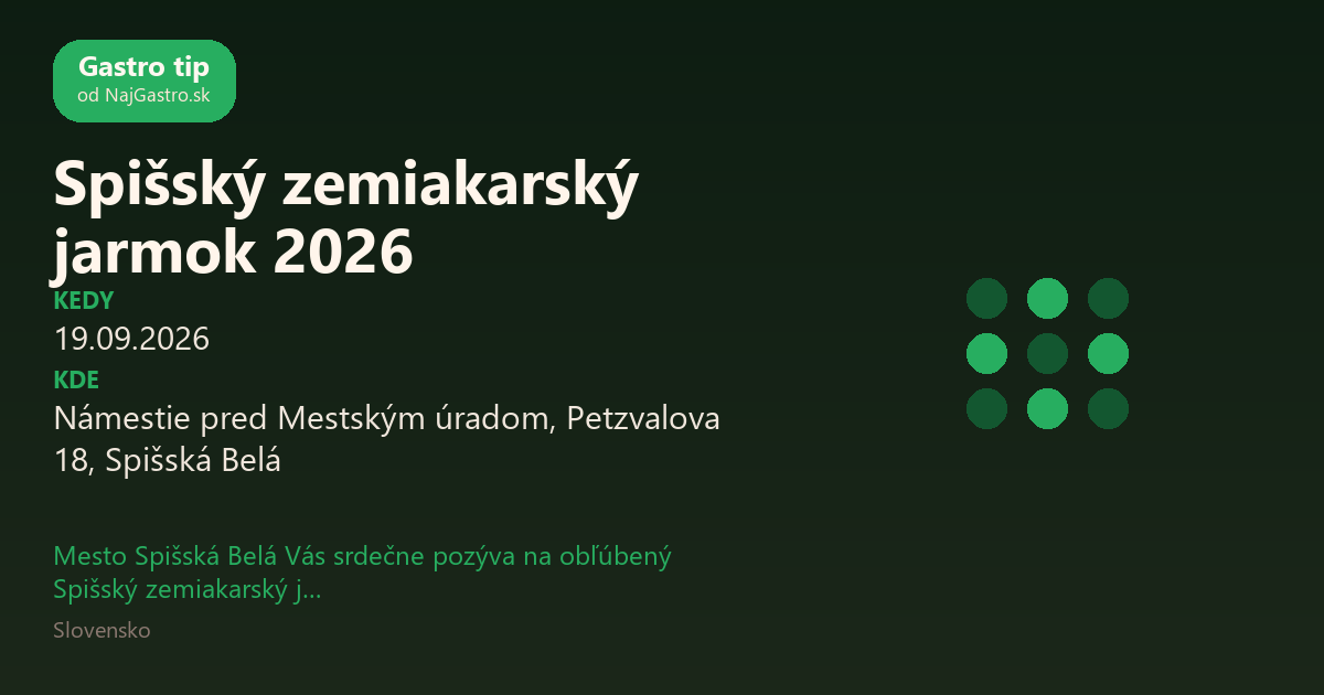 Spišský zemiakarský jarmok 2026