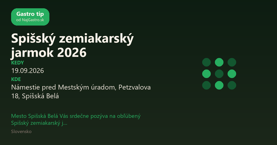 Spišský zemiakarský jarmok 2026