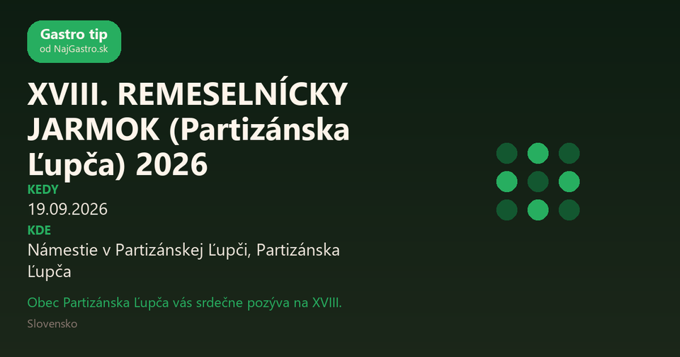 XVIII. REMESELNÍCKY JARMOK (Partizánska Ľupča) 2026