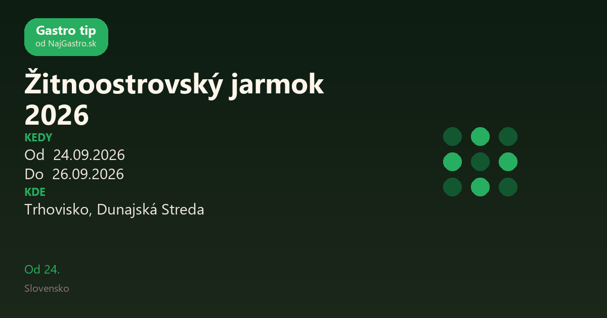 Žitnoostrovský jarmok 2026