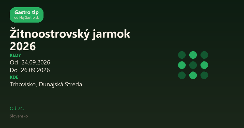 Žitnoostrovský jarmok 2026