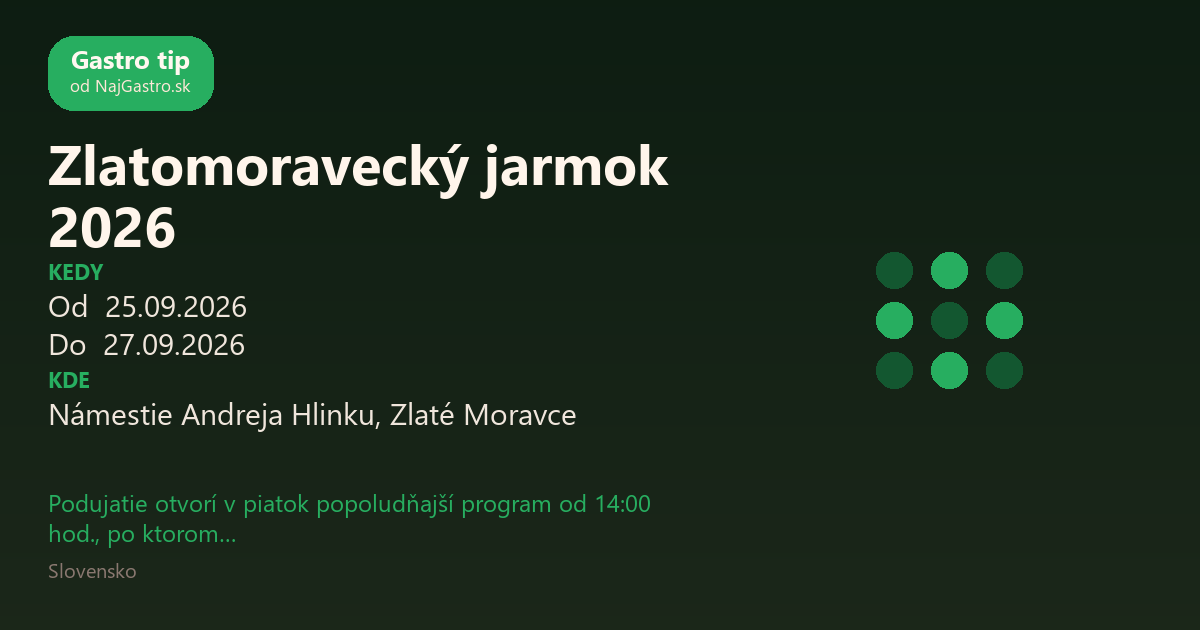 Zlatomoravecký jarmok 2026