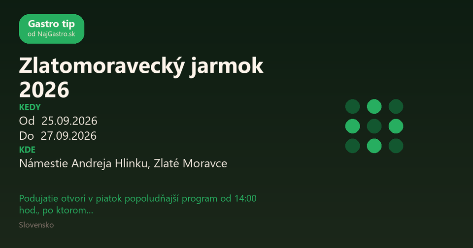 Zlatomoravecký jarmok 2026