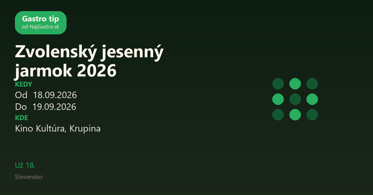 Zvolenský jesenný jarmok 2026